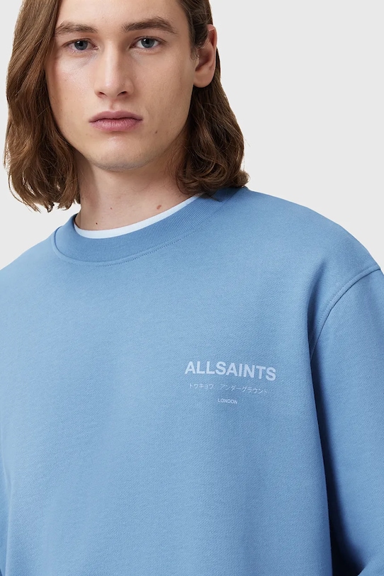 Памучен суичър AllSaints UNDERGROUND син M033NB