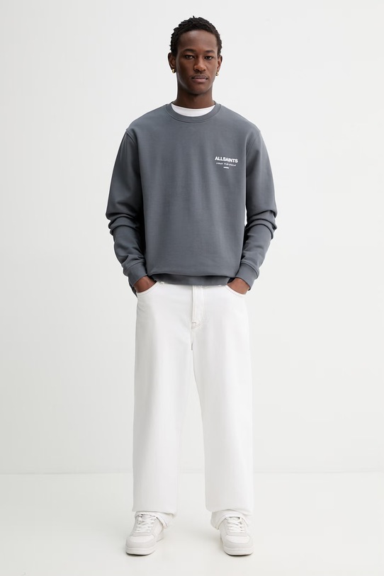 AllSaints bluza bawełniana UNDERGROUND M033NB szary SS26