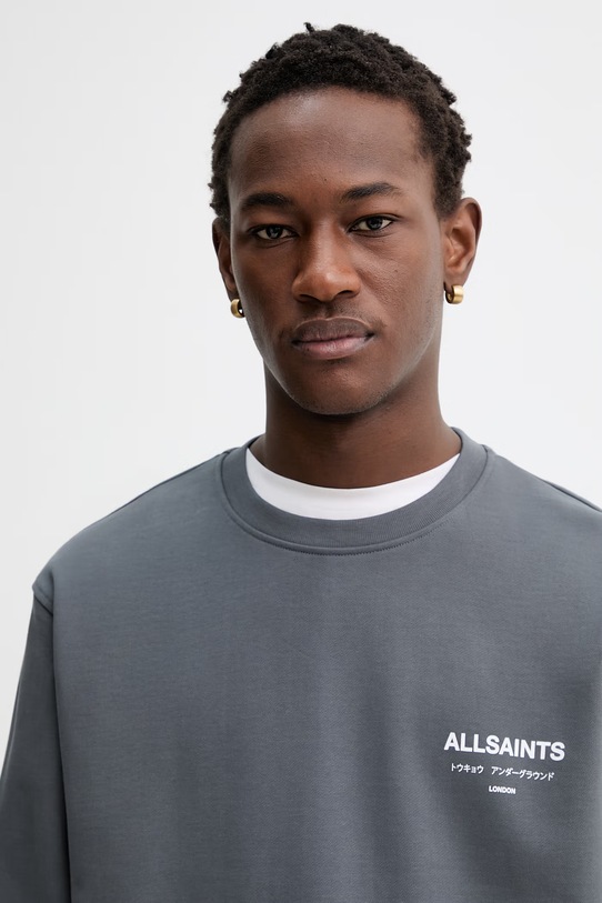 AllSaints bluza bawełniana UNDERGROUND szary M033NB