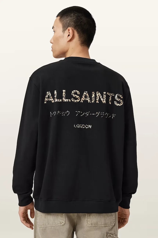 AllSaints bluza bawełniana UNDERGROUND M033NB czarny SS26