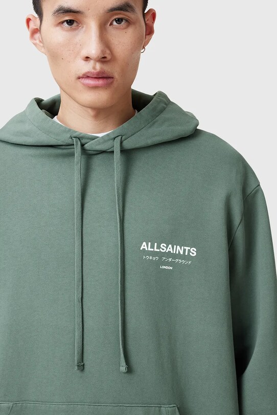 AllSaints bluza bawełniana UNDERGROUND zielony M034NB
