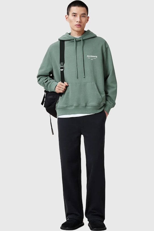 Бавовняна кофта AllSaints UNDERGROUND M034NB зелений