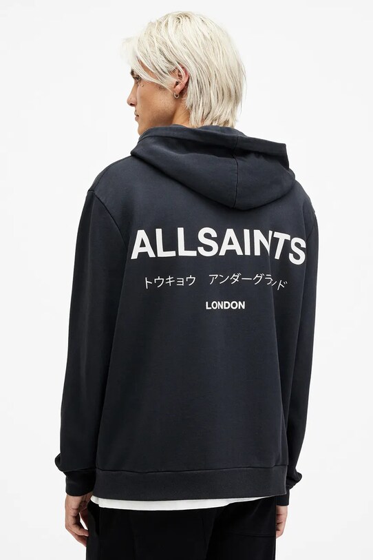 Βαμβακερή μπλούζα AllSaints UNDERGROUND M034NB σκούρο μπλε SS25