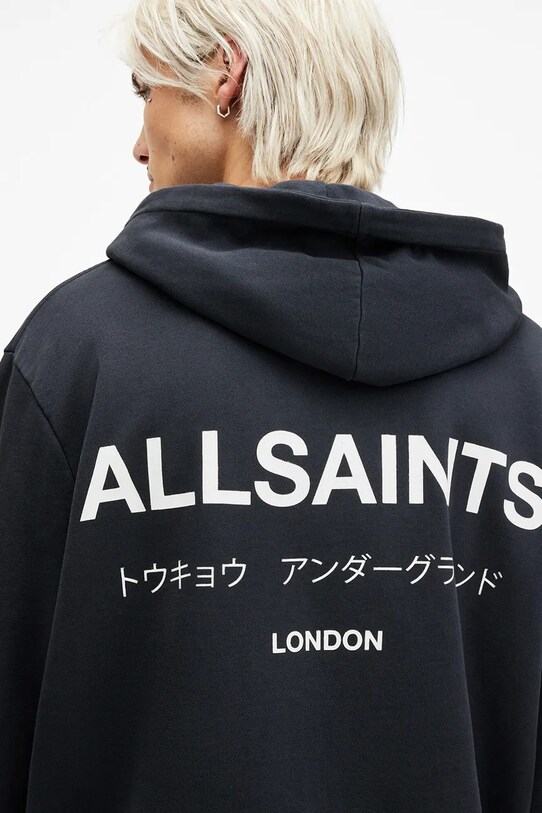 Ρούχα Βαμβακερή μπλούζα AllSaints UNDERGROUND M034NB σκούρο μπλε