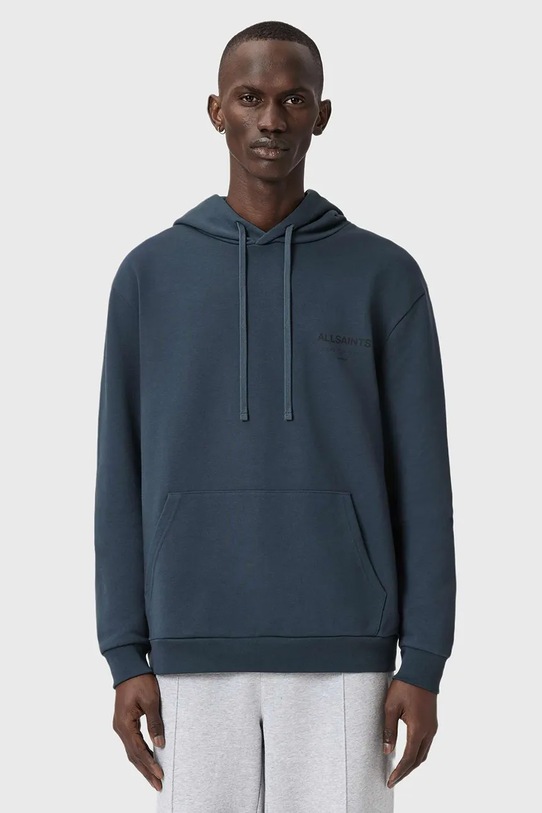 AllSaints hanorac de bumbac UNDERGROUND print albastru M034NB