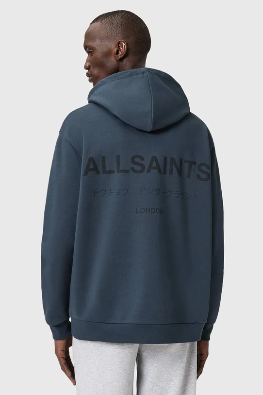 Хлопковая кофта AllSaints UNDERGROUND M034NB голубой AW25