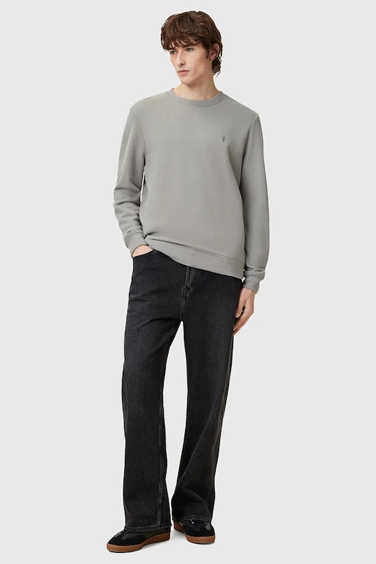 Βαμβακερή μπλούζα AllSaints RAVEN CREW M037NB γκρί