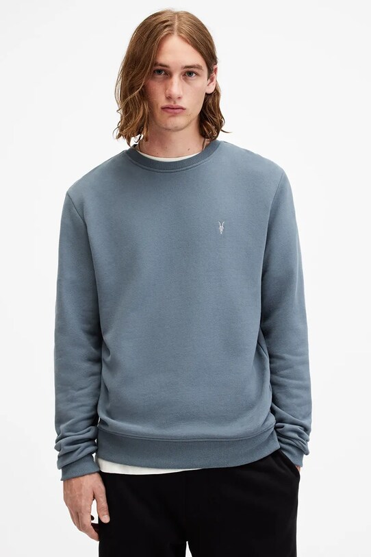 Хлопковая кофта AllSaints RAVEN CREW хлопок голубой M037NB