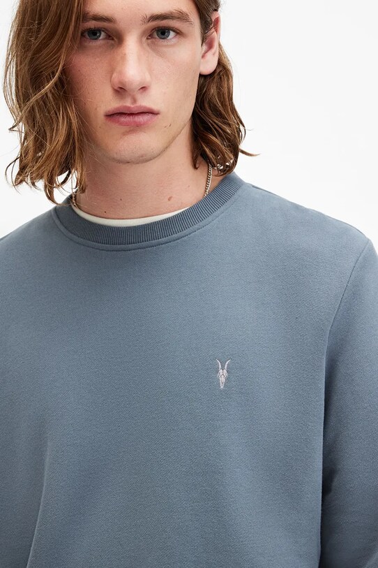 Хлопковая кофта AllSaints RAVEN CREW голубой M037NB