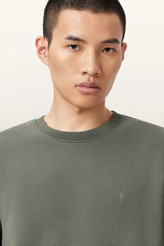 AllSaints bluza bawełniana RAVEN CREW M037NB zielony AW25