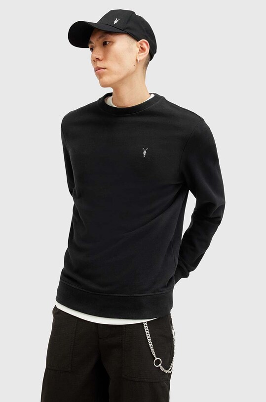 AllSaints hanorac de bumbac RAVEN CREW negru M037NB