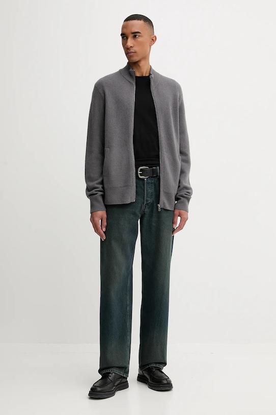 AllSaints bluza z wełną STATTEN M073KB szary AW25