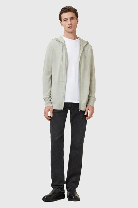 AllSaints bluza wełniana MODE MERINO ZIP HOOD zielony M084KB