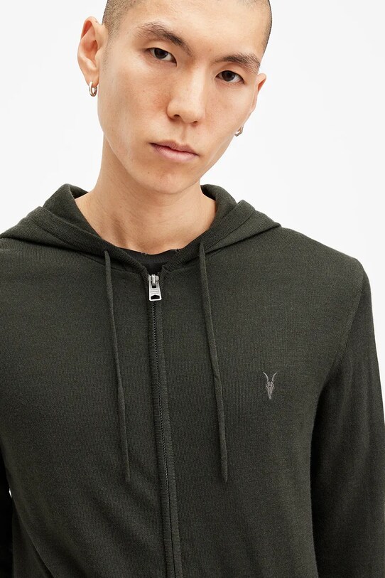 Ρούχα Μάλλινη μπλούζα AllSaints MODE MERINO ZIP HOOD M084KB πράσινο