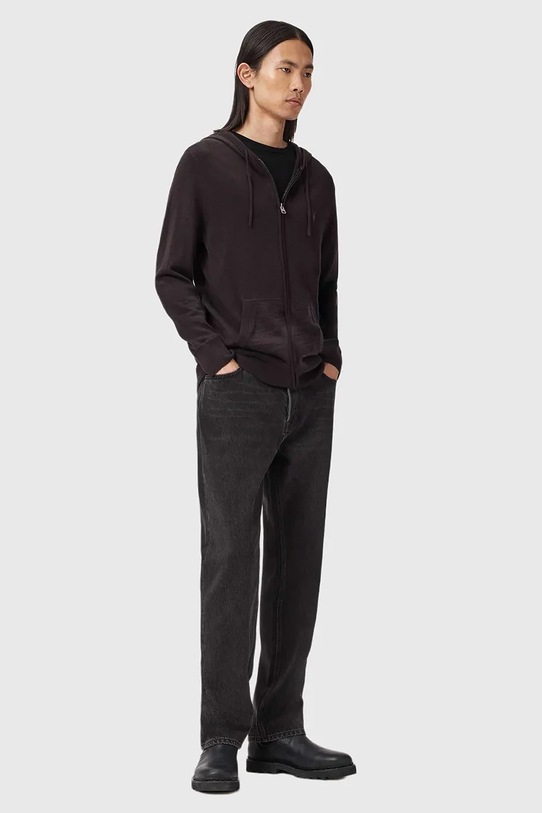 AllSaints bluza wełniana MODE MERINO ZIP HOOD brązowy M084KB