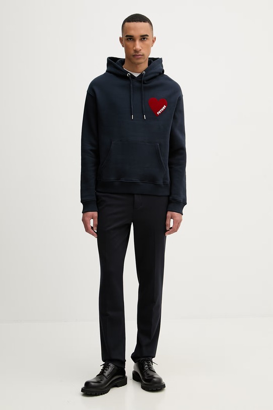 From Future bluza z kapturem męska bawełniana MSW01121 granatowy SS26