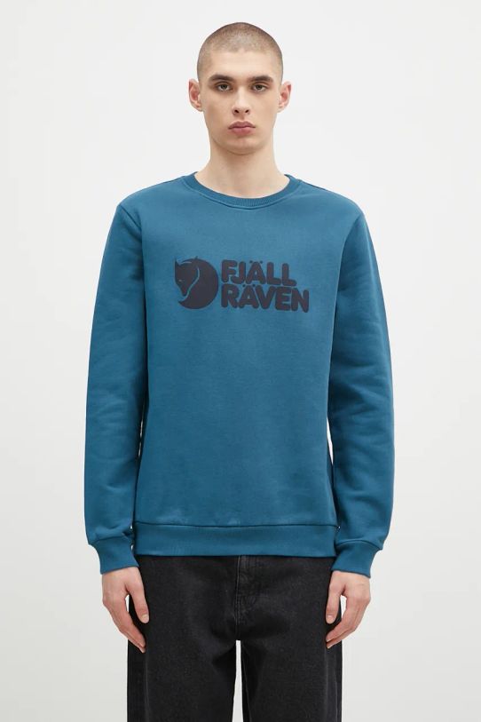 Fjallraven bluza bawełniana Logo Sweater M nadruk niebieski F84142.574