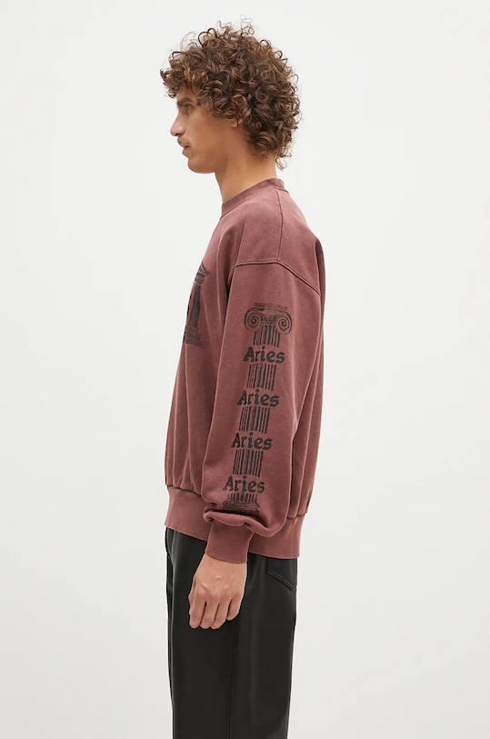 Pamučna dukserica Aries Aged Ancient Column Sweat AR2003302 bordo AW24