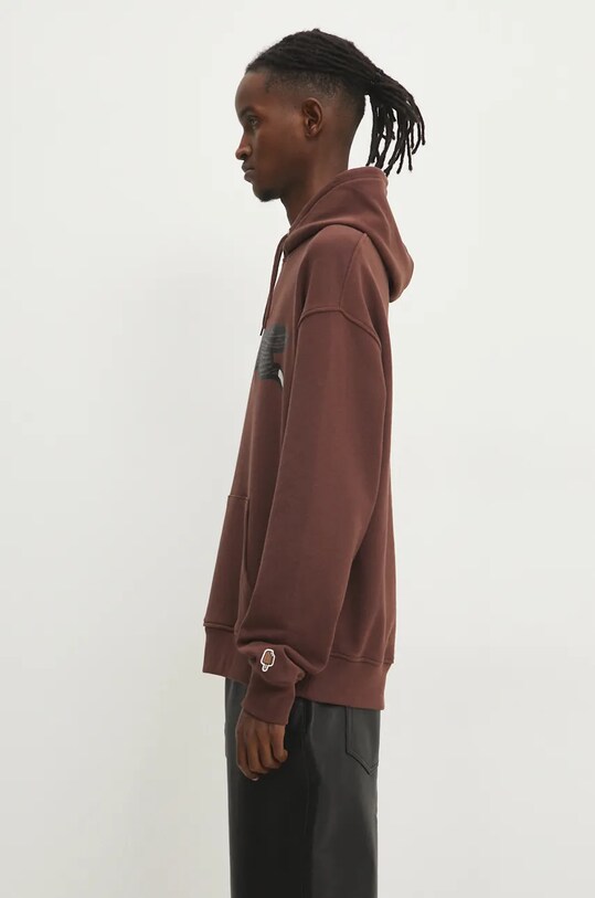 Βαμβακερή μπλούζα ICECREAM Woodgrain Running Dog Popover Hood IC24338 καφέ AW24
