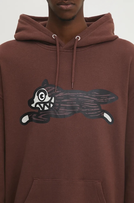 Βαμβακερή μπλούζα ICECREAM Woodgrain Running Dog Popover Hood καφέ IC24338