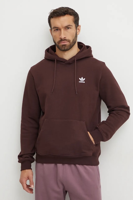Dukserica adidas Originals s kapuljačom smeđa IY4922