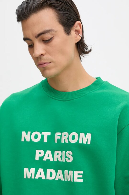 Бавовняна кофта Drôle de Monsieur Le Sweatshirt Slogan зелений E.SW149.CO127.GN