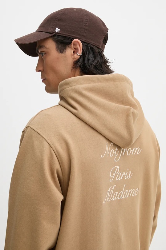 Bavlněná mikina Drôle de Monsieur Le Hoodie Slogan Calligraphy hnědá E.HO168.CO127.IBN