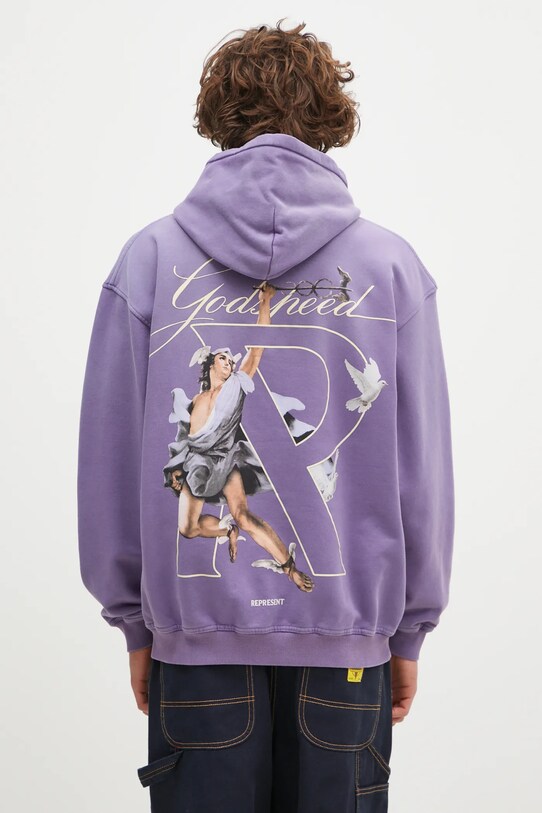 Одежда Хлопковая кофта Represent Hermes Hoodie MLM4230.057 фиолетовой