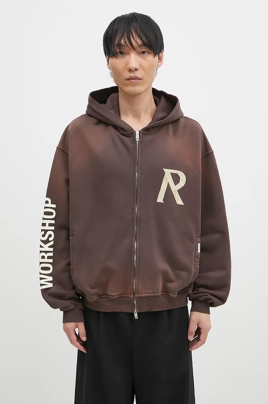 Represent cotton sweatshirt Masking Tape Initial Zip Hoodie cotton brown MLM4248.232