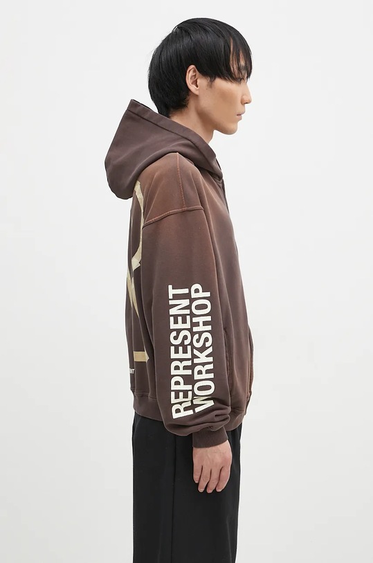 Represent cotton sweatshirt Masking Tape Initial Zip Hoodie MLM4248.232 brown AW24