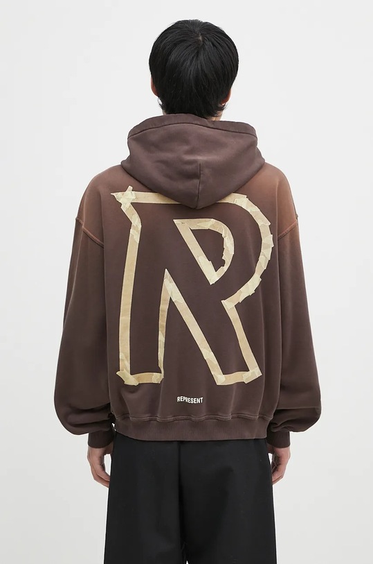 Clothing Represent cotton sweatshirt Masking Tape Initial Zip Hoodie MLM4248.232 brown