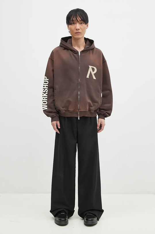 Represent cotton sweatshirt Masking Tape Initial Zip Hoodie MLM4248.232 brown