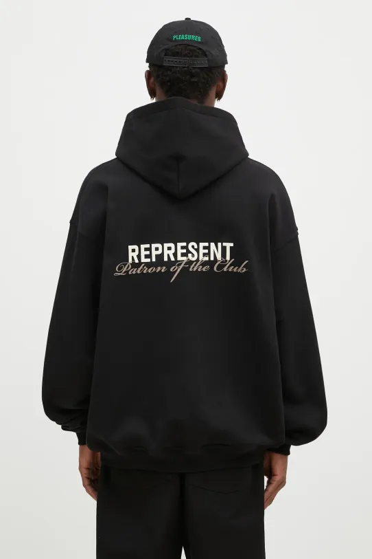Хлопковая кофта Represent Patron Of The Club Hoodie печать чёрный MLM4270.001