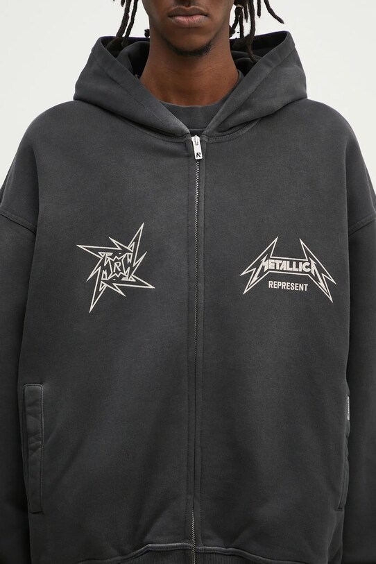Bavlněná mikina Represent Metallica 40 Year Anniversary Zip-Thru Hoodie černá MLM4370.230