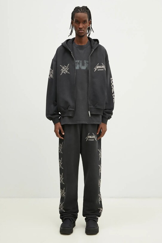Bavlněná mikina Represent Metallica 40 Year Anniversary Zip-Thru Hoodie MLM4370.230 černá