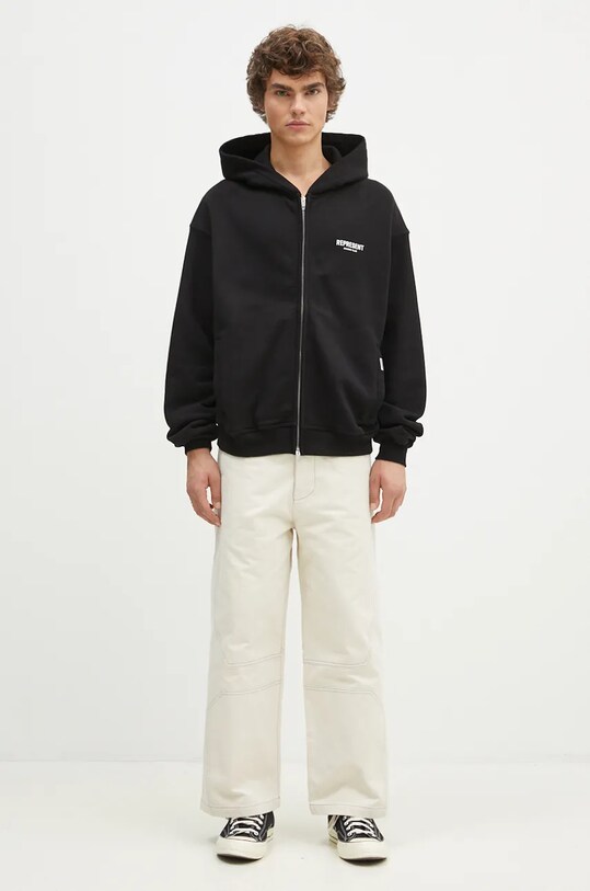Represent felpa in cotone Represent Owners Club Zip Hoodie OCM41122.001 nero