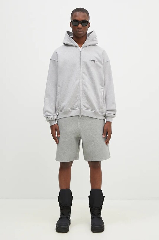 Represent felpa in cotone Represent Owners Club Zip Hoodie OCM41122.158 grigio