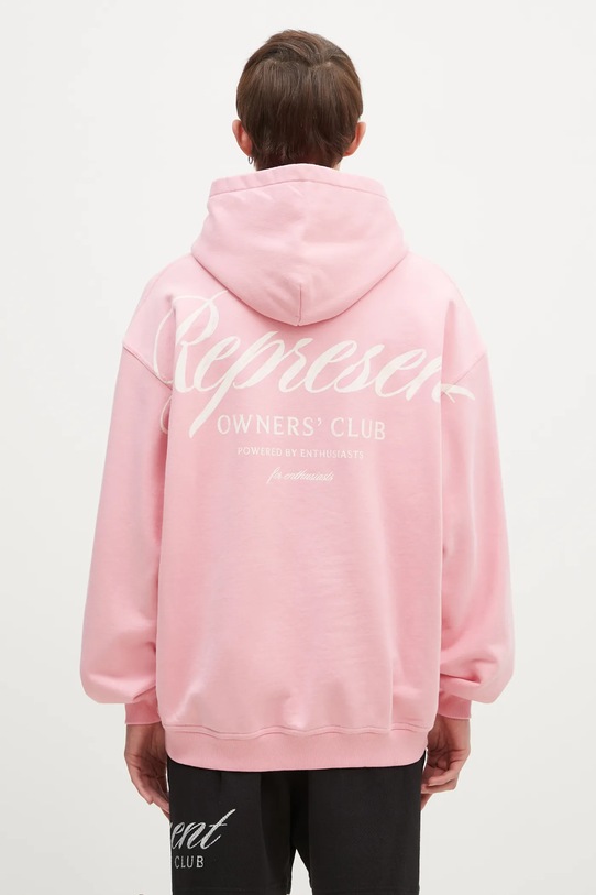 Pamučna dukserica Represent Represent Owners Club Script Hoodie print roza OCM41200.518
