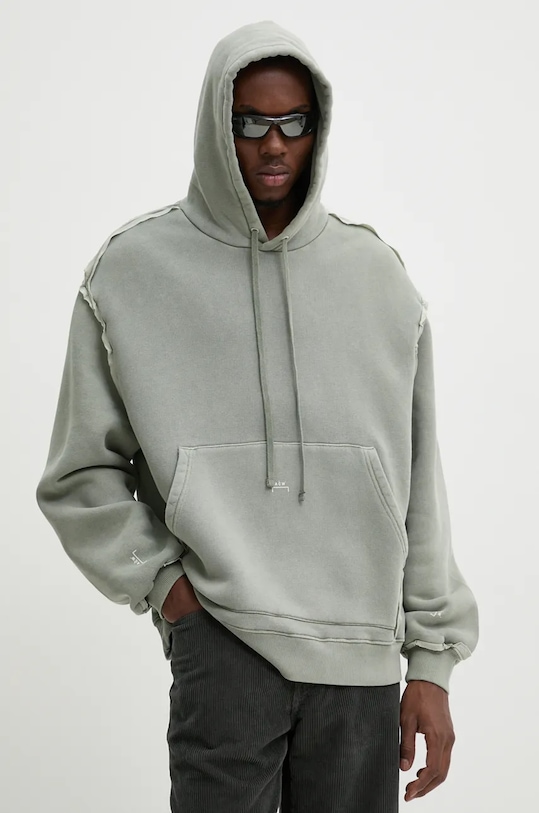 Bavlněná mikina A-COLD-WALL* Facade Hoodie s kapucí šedá ACWMW200