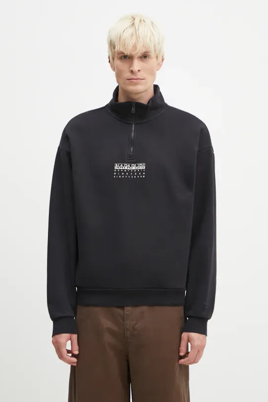 Napapijri felpa in cotone B-Premium Hz sovrastampa nero NP0A4I6N9411