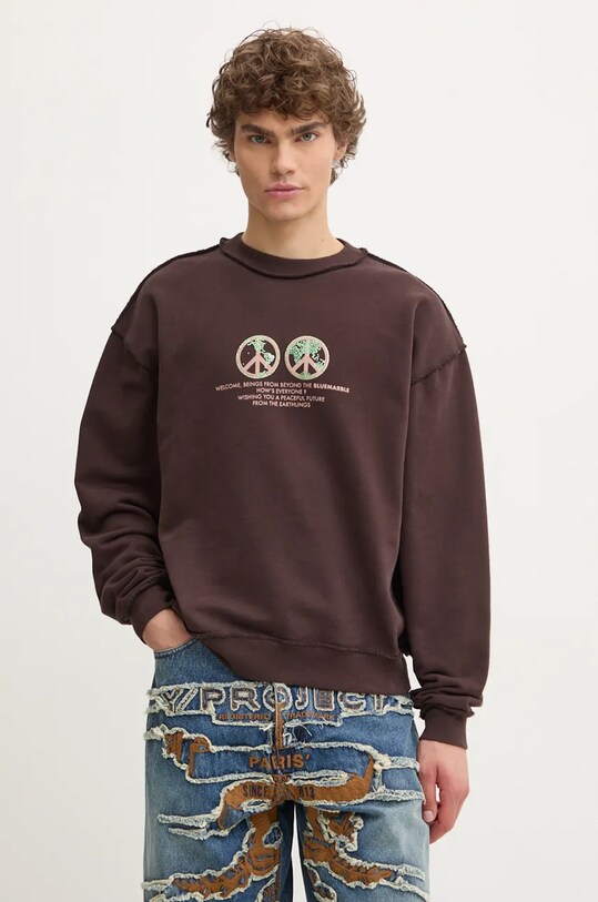 BLUEMARBLE bluza imprimeu maro SW01.FL05B24