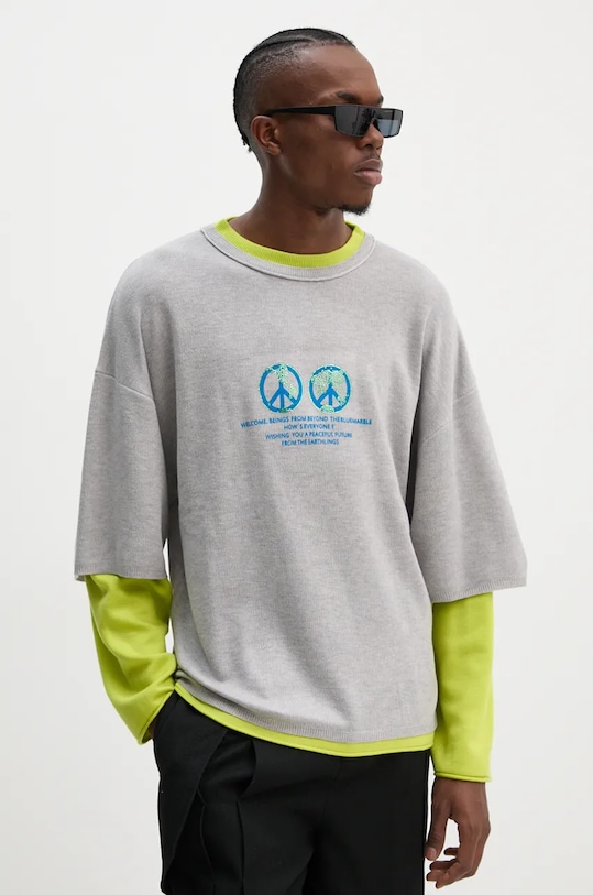 Шерстяной свитер BLUEMARBLE тонкий серый SW38.KN25B24