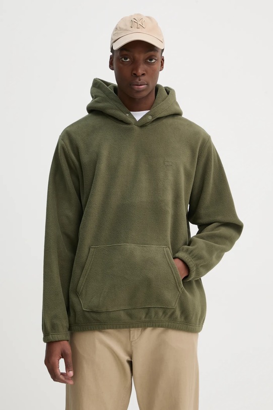 Fleecová mikina Levi's s kapucí zelená A9262