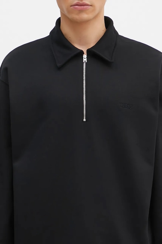 Norse Projects hanorac de bumbac Ketel Relaxed Organic NORSE Logo Half Zip negru N20.1369.9999