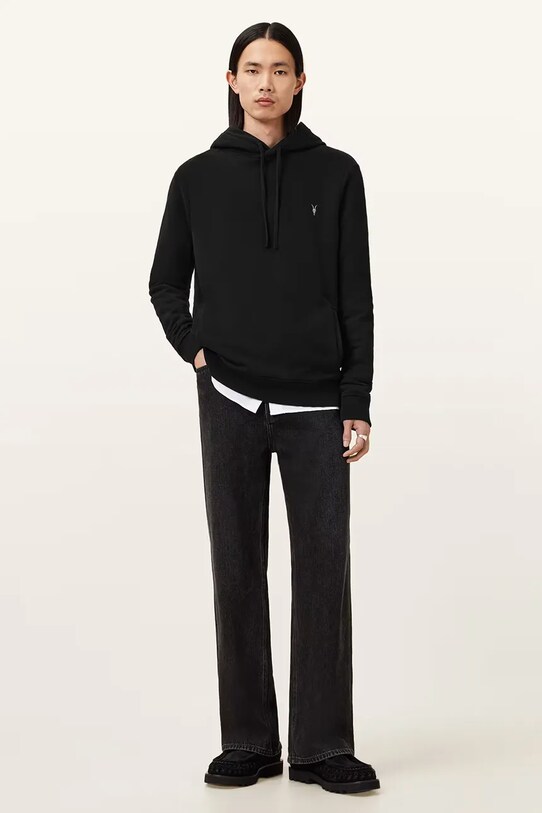 AllSaints pamut melegítőfelső RAVEN OTH HOODY fekete M003NZ