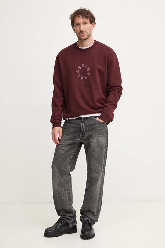 Bavlněná mikina AllSaints TIERRA CREW M035NB burgundské AW24