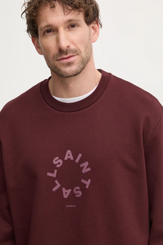 Bavlněná mikina AllSaints TIERRA CREW burgundské M035NB