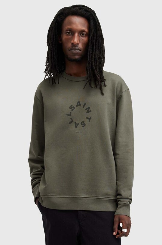 AllSaints hanorac de bumbac TIERRA CREW print verde M035NB