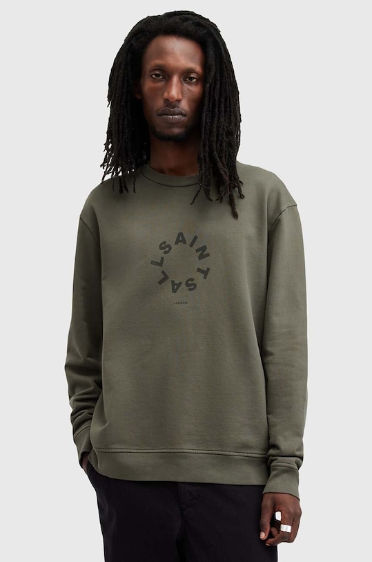 Хлопковая кофта AllSaints TIERRA CREW хлопок зелёный M035NB