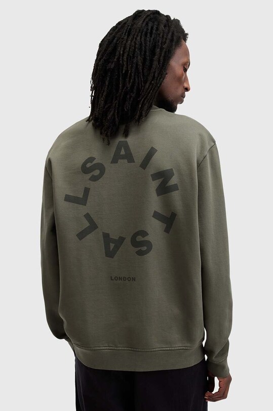 Βαμβακερή μπλούζα AllSaints TIERRA CREW πράσινο M035NB